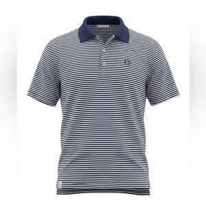 PETER MILLAR MENS POLO SHIRT BLUE WHITE STRIPES SIZE L